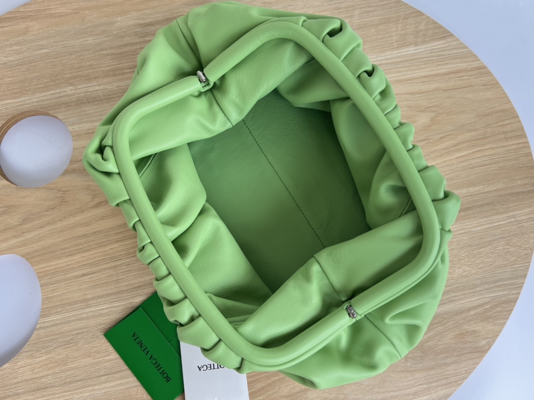 Big Pouch Soft Smooth Leather Clutch Apple Green